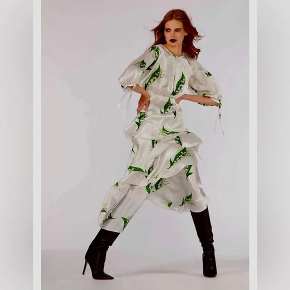 Cynthia Rowley Florence Lily of the Valley Print maxi dress. Size 2 - Picture 2 of 5